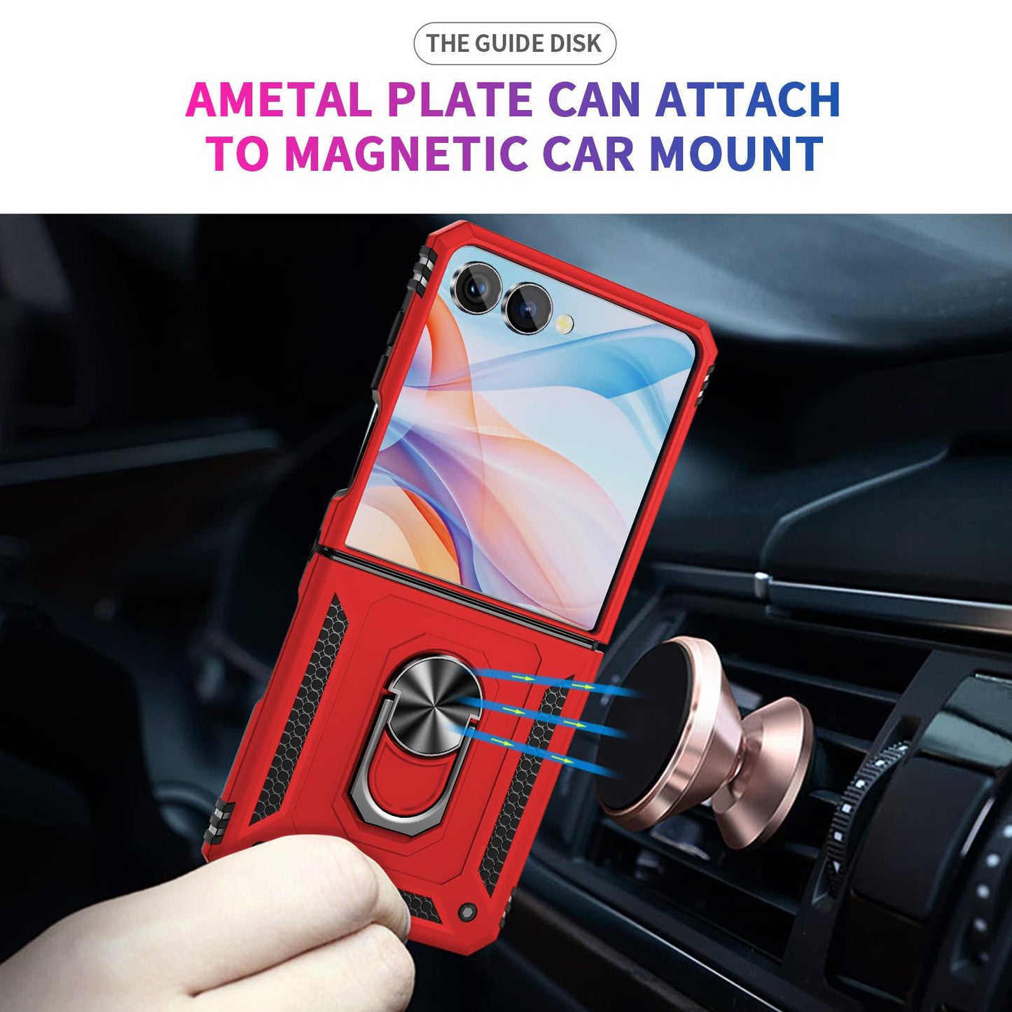 For Galaxy Z Flip8 5G Shockproof TPU + PC Phone Case with Holder(Red)