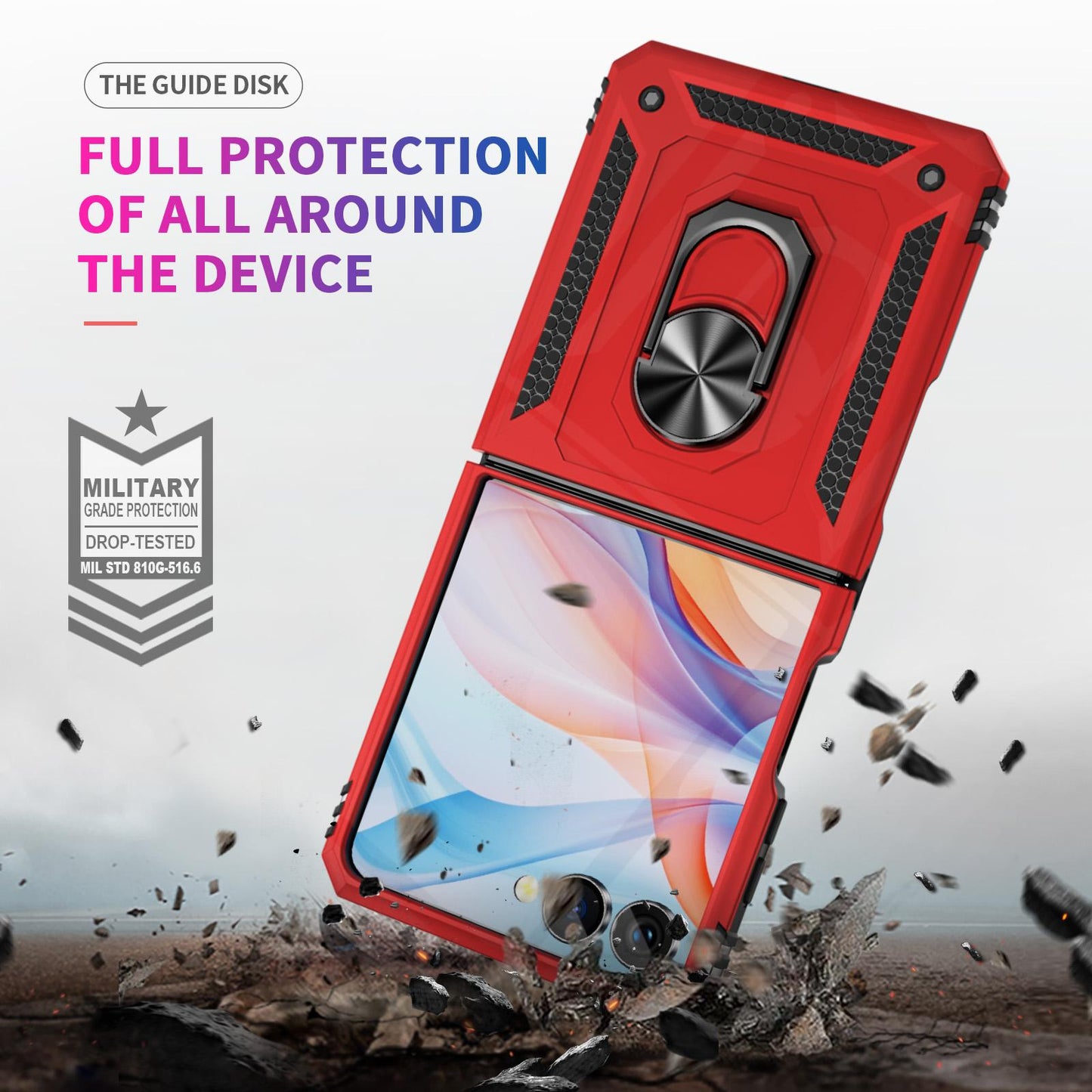 For Galaxy Z Flip8 5G Shockproof TPU + PC Phone Case with Holder(Red)