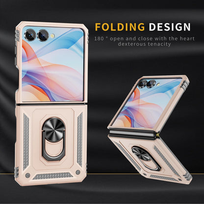 For Galaxy Z Flip8 5G Shockproof TPU + PC Phone Case with Holder(Apricot)