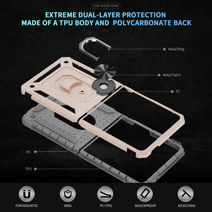 For Galaxy Z Flip8 5G Shockproof TPU + PC Phone Case with Holder(Apricot)