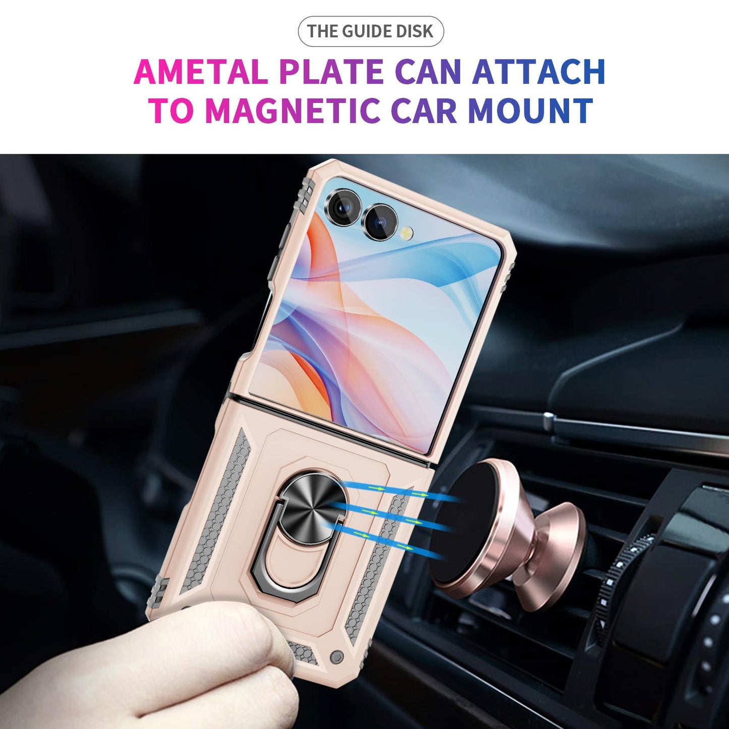For Galaxy Z Flip8 5G Shockproof TPU + PC Phone Case with Holder(Apricot)