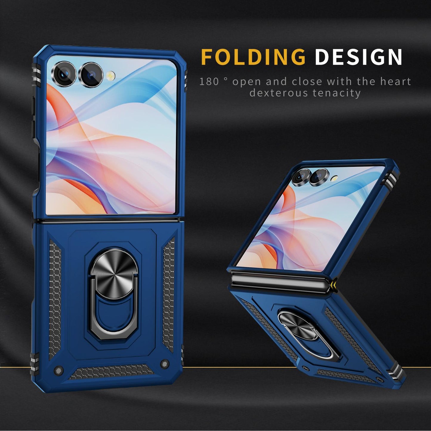 For Galaxy Z Flip8 5G Shockproof TPU + PC Phone Case with Holder(Blue)