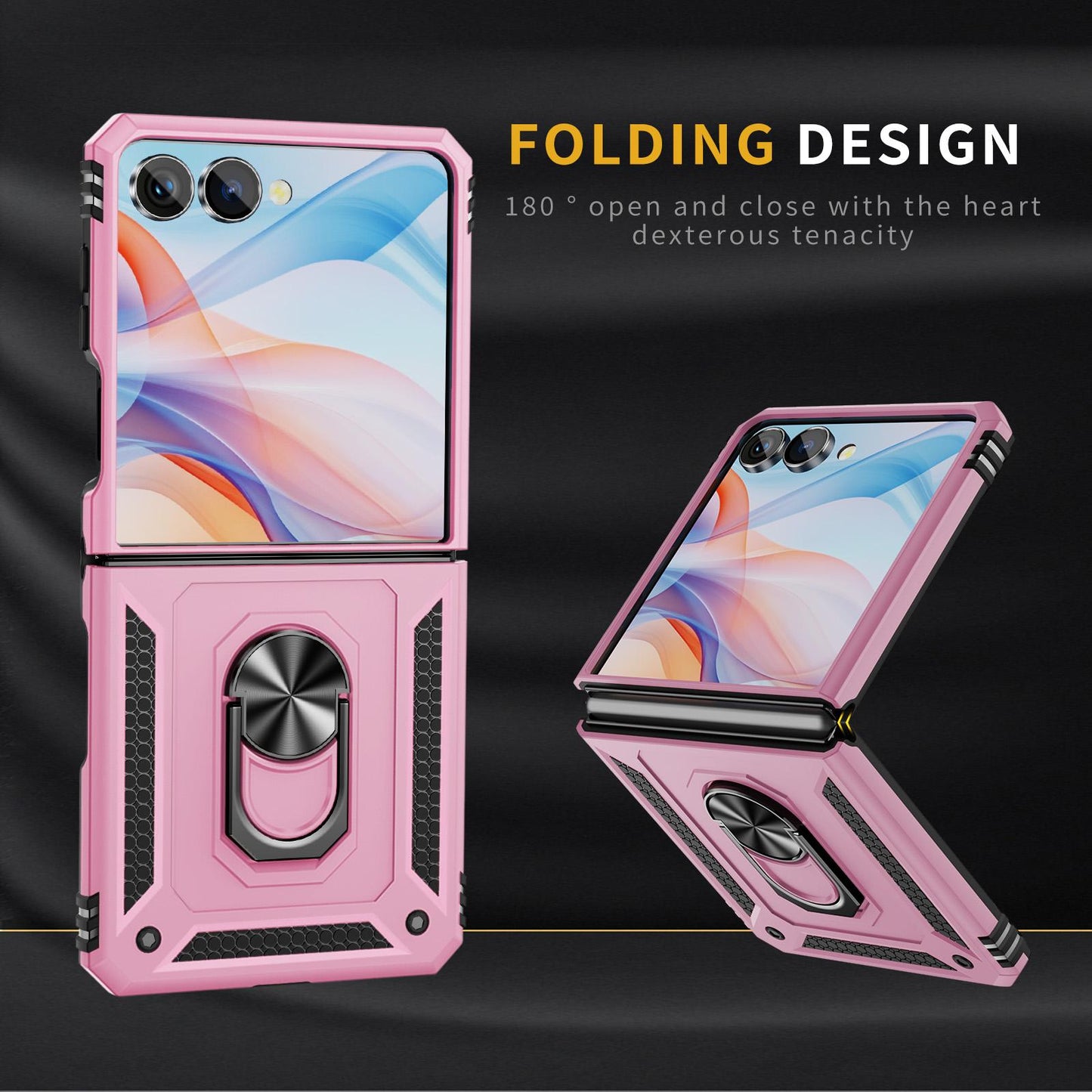 For Galaxy Z Flip8 5G Shockproof TPU + PC Phone Case with Holder(Pink)