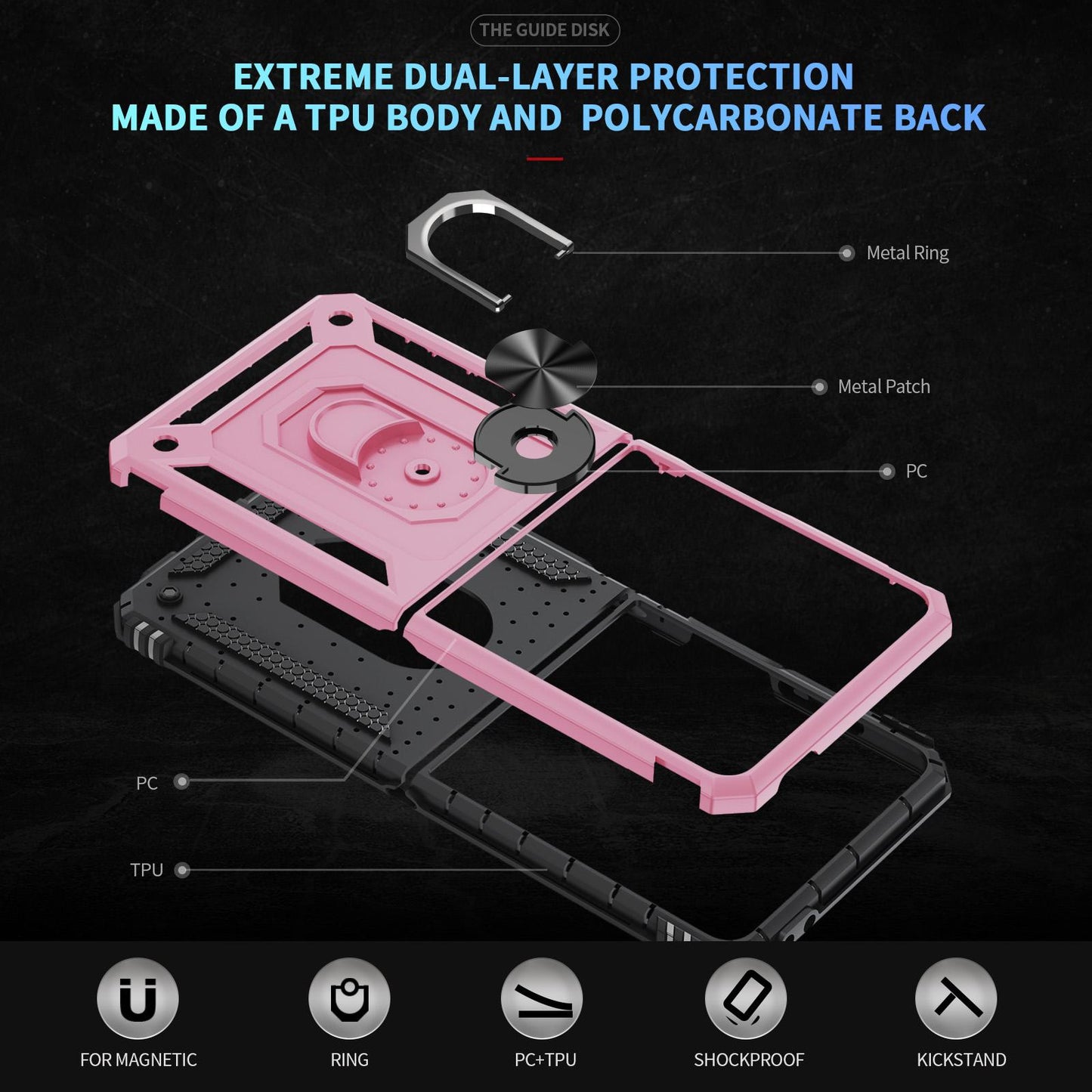 For Galaxy Z Flip8 5G Shockproof TPU + PC Phone Case with Holder(Pink)