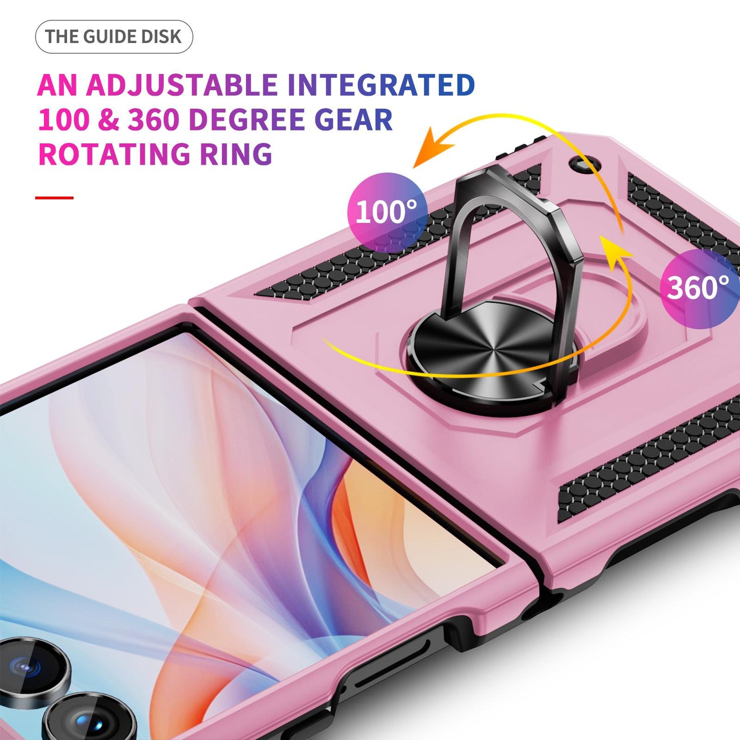 For Galaxy Z Flip8 5G Shockproof TPU + PC Phone Case with Holder(Pink)