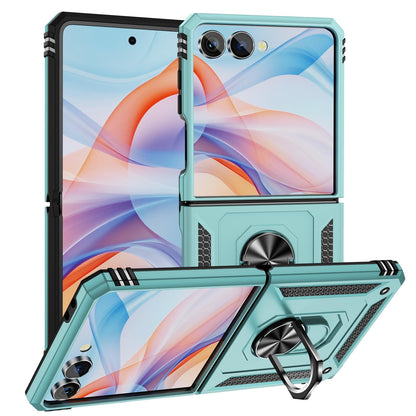 For Galaxy Z Flip8 5G Shockproof TPU + PC Phone Case with Holder(Gray Green)