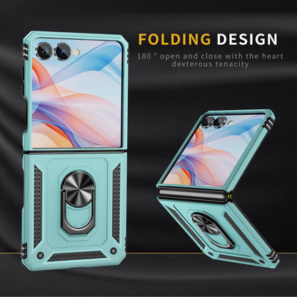 For Galaxy Z Flip8 5G Shockproof TPU + PC Phone Case with Holder(Gray Green)