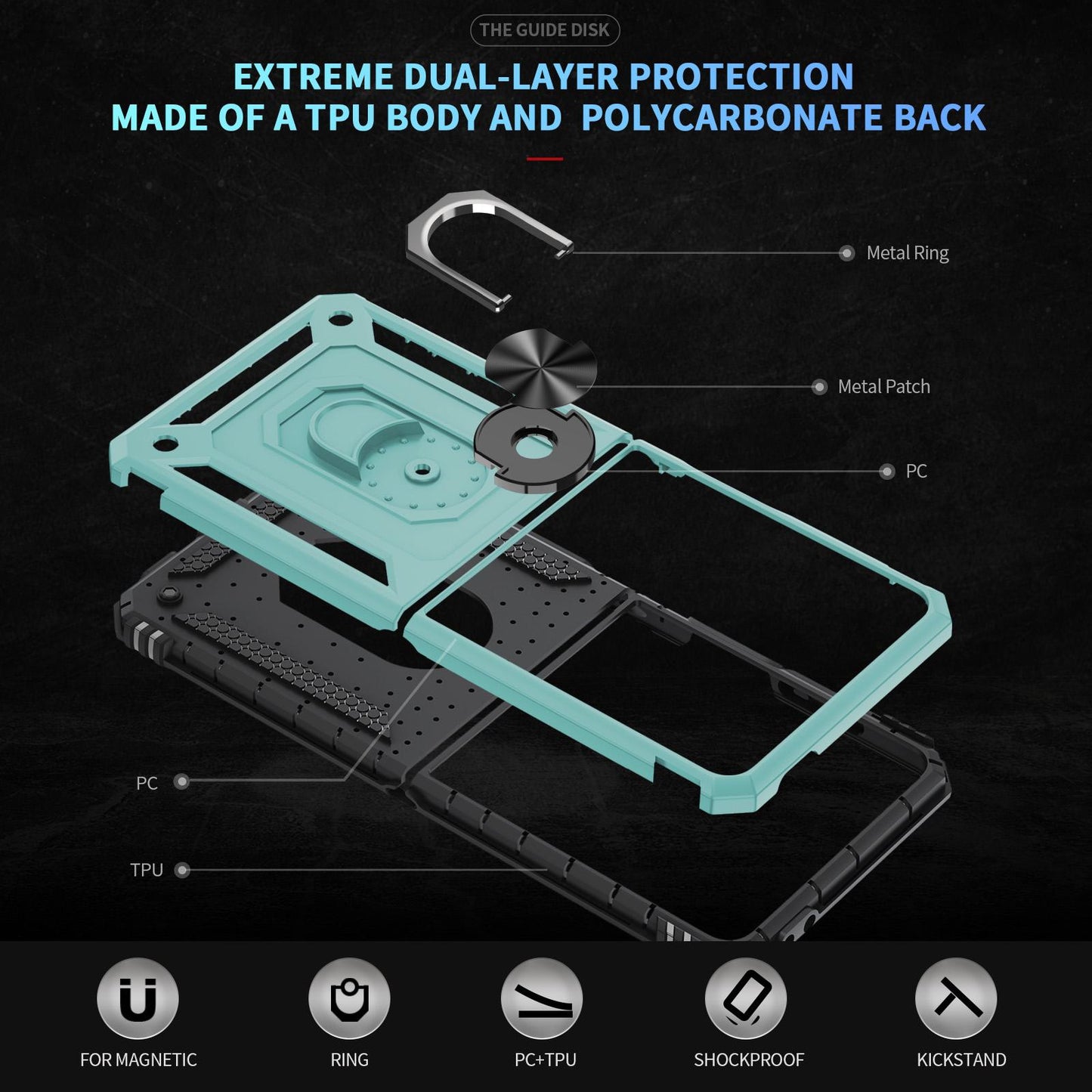 For Galaxy Z Flip8 5G Shockproof TPU + PC Phone Case with Holder(Gray Green)