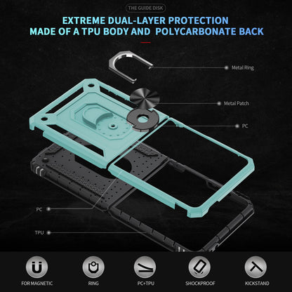 For Galaxy Z Flip8 5G Shockproof TPU + PC Phone Case with Holder(Gray Green)