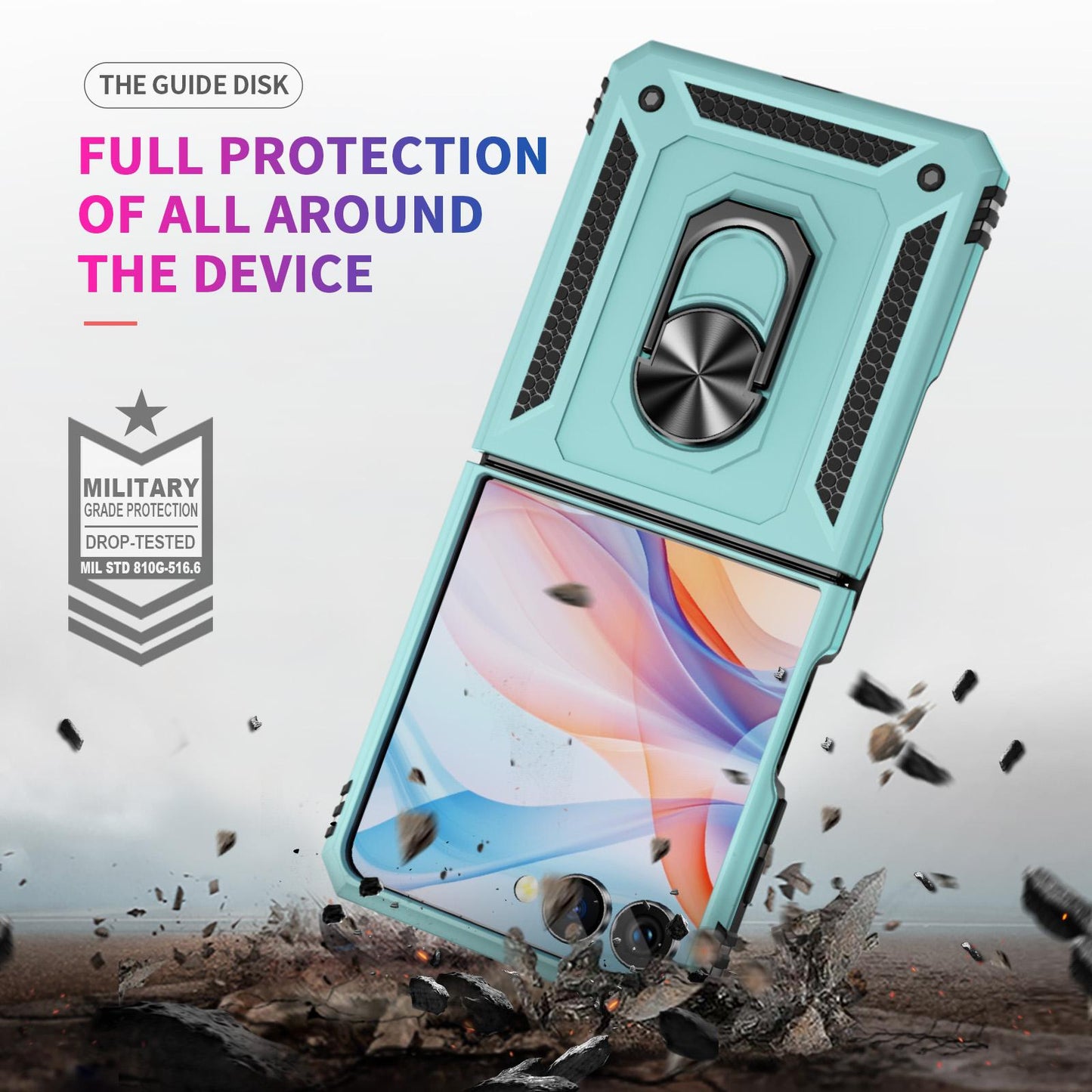 For Galaxy Z Flip8 5G Shockproof TPU + PC Phone Case with Holder(Gray Green)