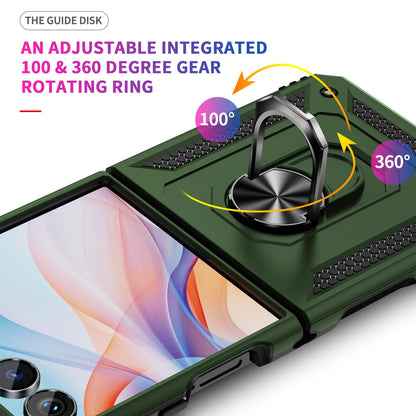 For Galaxy Z Flip8 5G Shockproof TPU + PC Phone Case with Holder(Military Green)