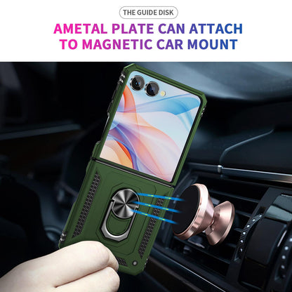 For Galaxy Z Flip8 5G Shockproof TPU + PC Phone Case with Holder(Military Green)