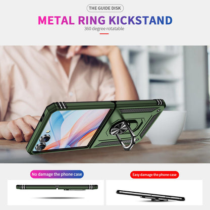 For Galaxy Z Flip8 5G Shockproof TPU + PC Phone Case with Holder(Military Green)