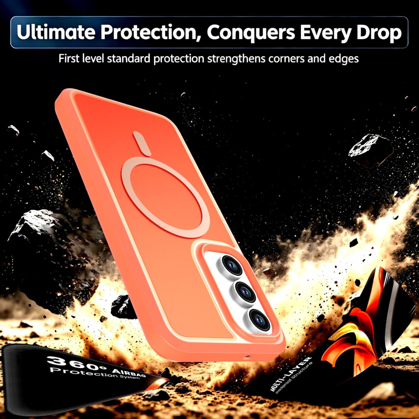 For Galaxy S26 / S25 FE 5G Silicone Magnetic Anti-drop Protective Phone Case(Orange)