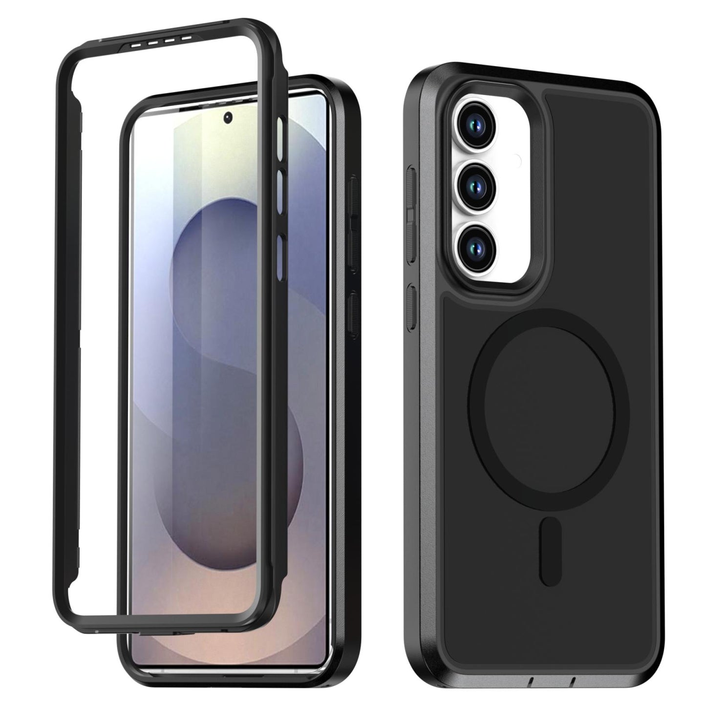 For Galaxy S26 / S25 FE 5G Silicone Magnetic Anti-drop Protective Phone Case(Black + Black)