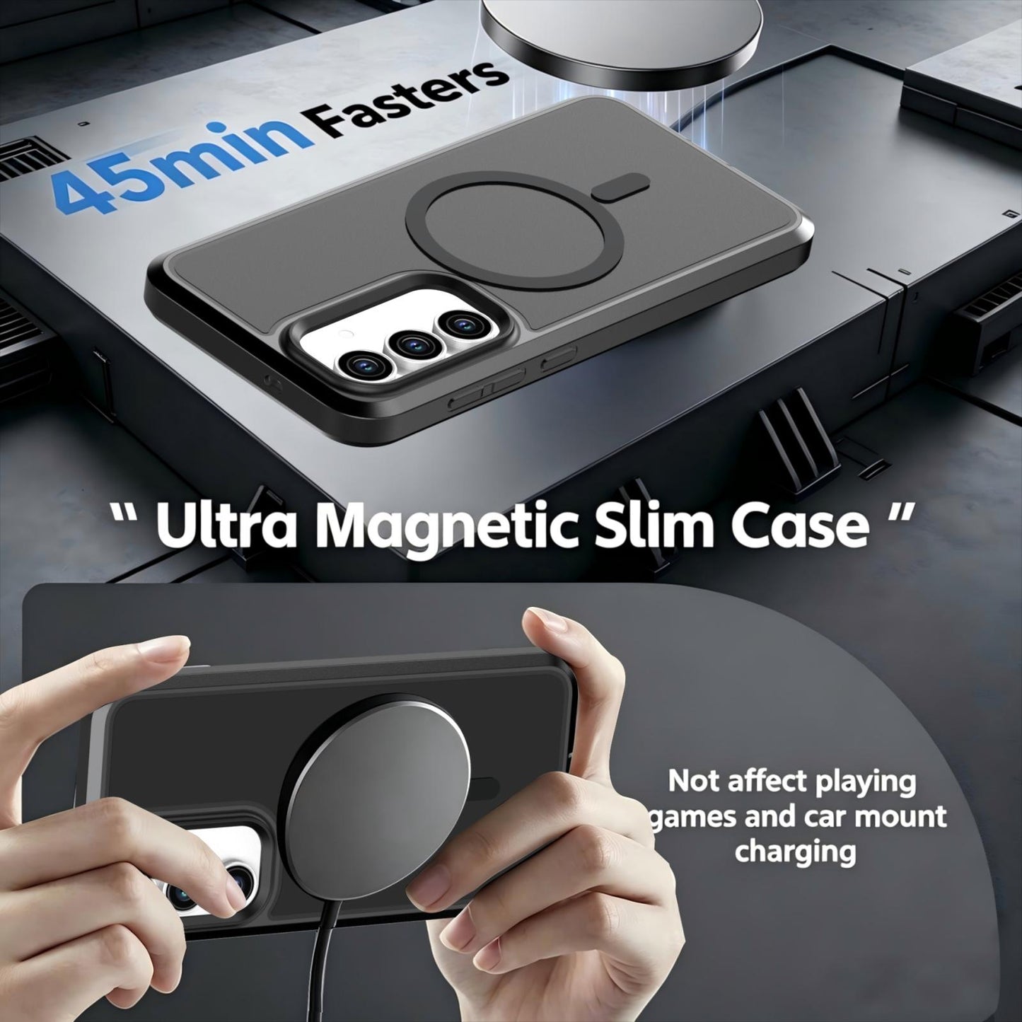 For Galaxy S26 / S25 FE 5G Silicone Magnetic Anti-drop Protective Phone Case(Black + Black)