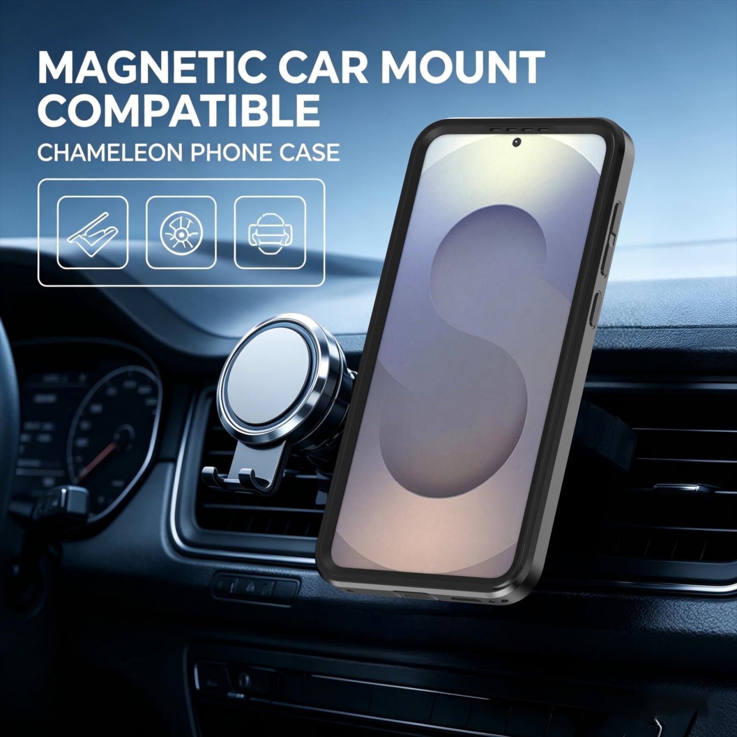 For Galaxy S26 / S25 FE 5G Silicone Magnetic Anti-drop Protective Phone Case(Black + Black)