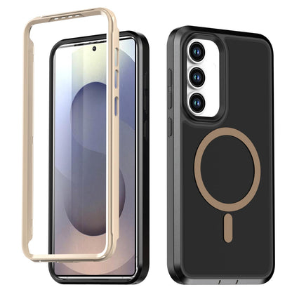 For Galaxy S26 / S25 FE 5G Silicone Magnetic Anti-drop Protective Phone Case(Black + Gold)