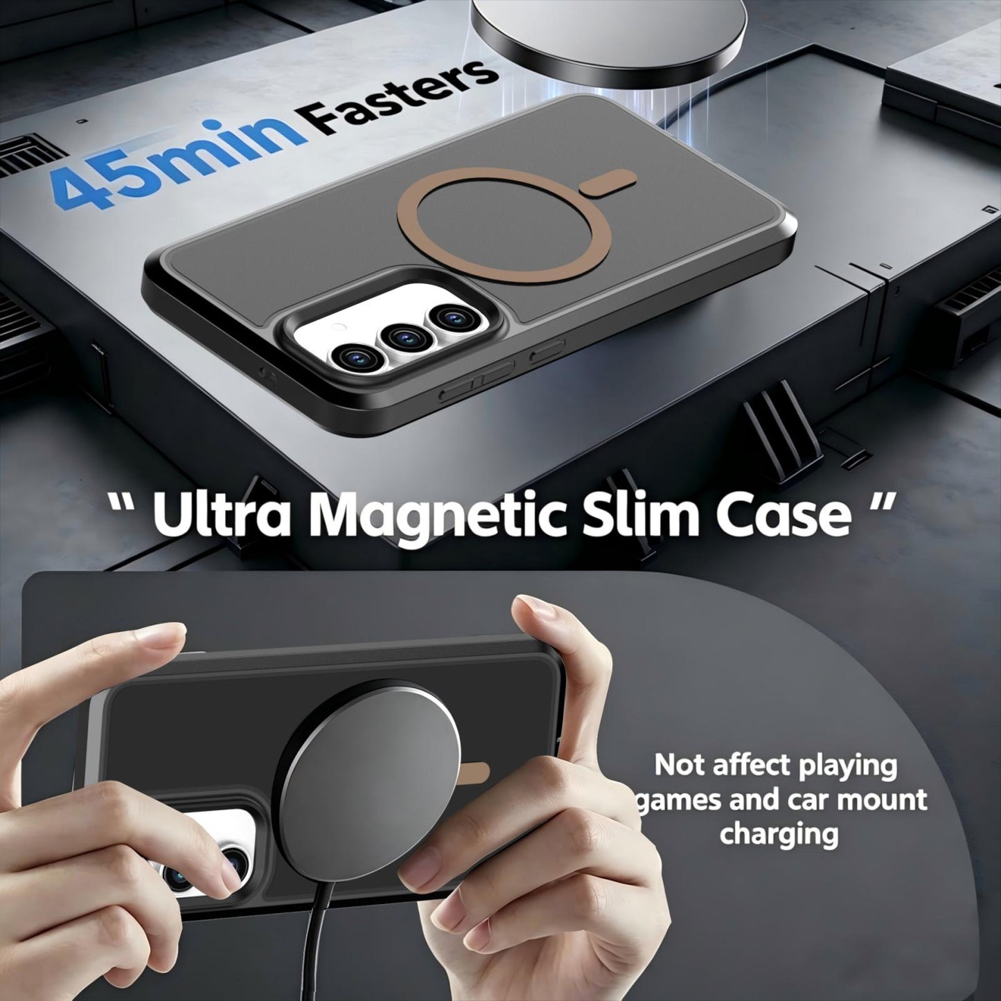 For Galaxy S26 / S25 FE 5G Silicone Magnetic Anti-drop Protective Phone Case(Black + Gold)