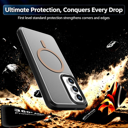 For Galaxy S26 / S25 FE 5G Silicone Magnetic Anti-drop Protective Phone Case(Black + Gold)