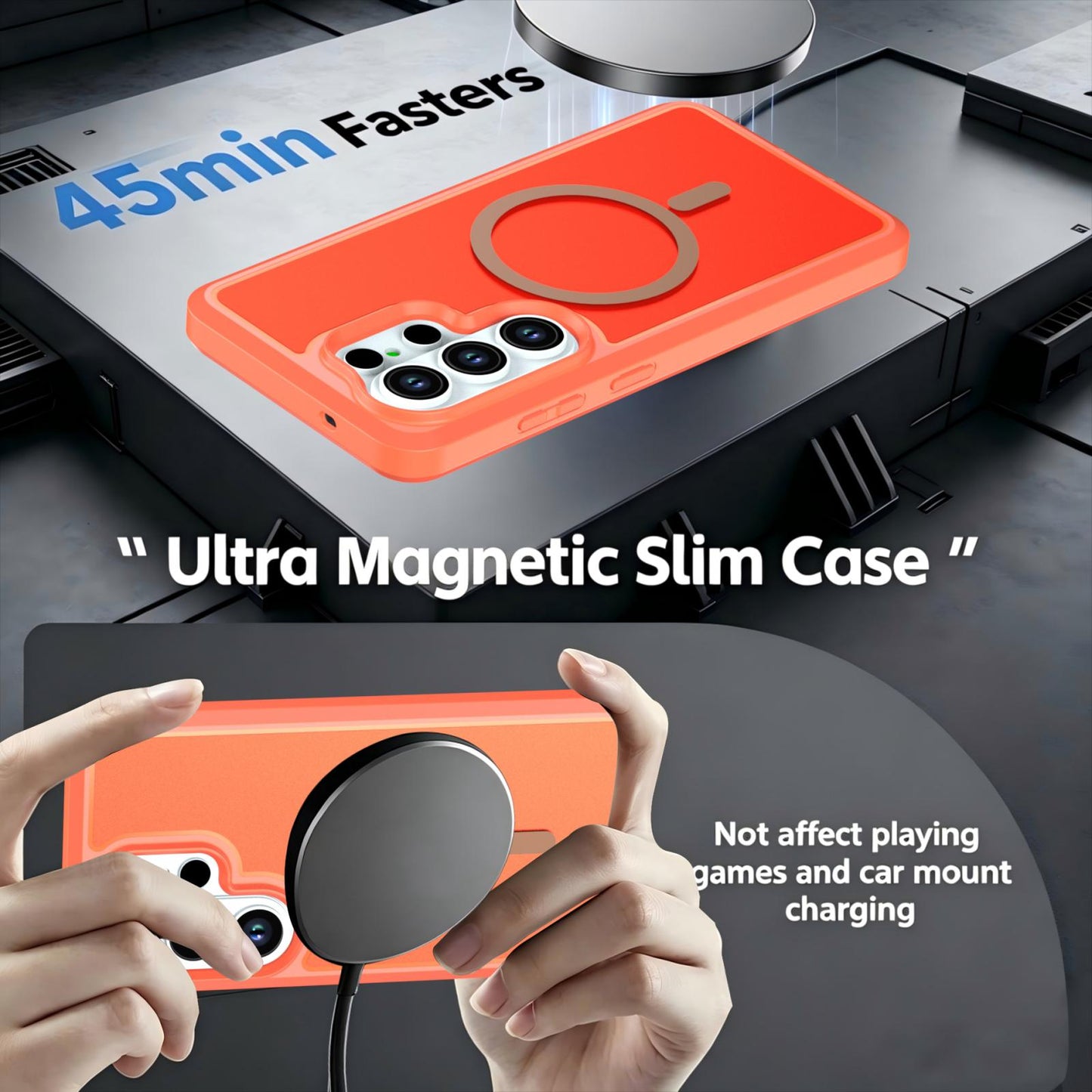 For Galaxy S26 Ultra 5G Silicone Magnetic Anti-drop Protective Phone Case(Orange)