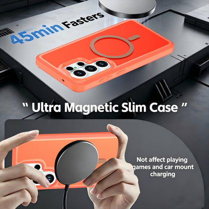 For Galaxy S26 Ultra 5G Silicone Magnetic Anti-drop Protective Phone Case(Orange)