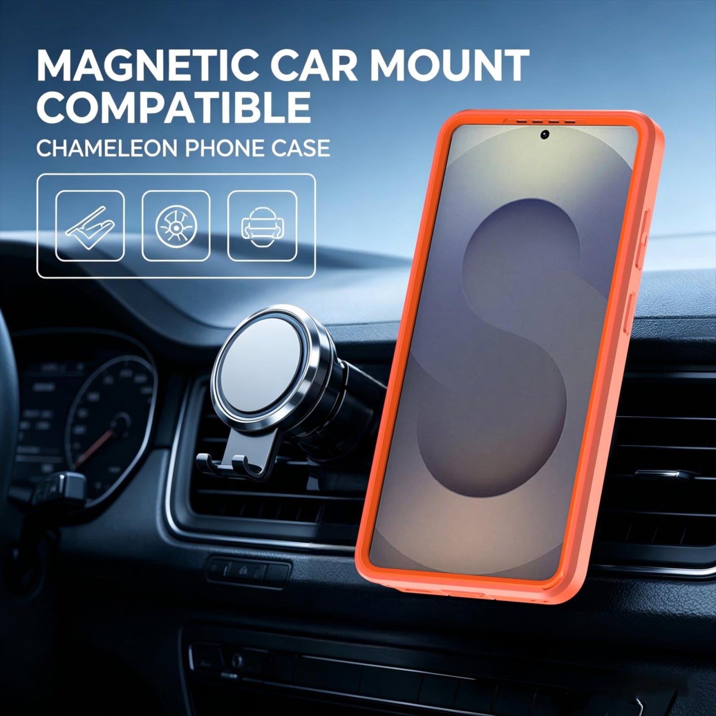 For Galaxy S26 Ultra 5G Silicone Magnetic Anti-drop Protective Phone Case(Orange)