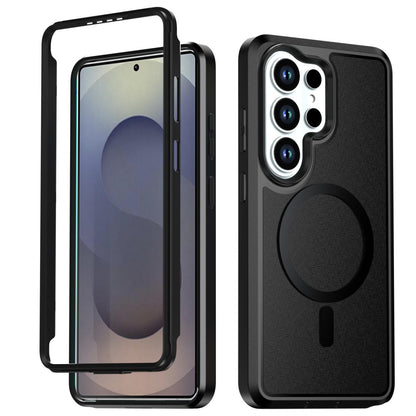 For Galaxy S26 Ultra 5G Silicone Magnetic Anti-drop Protective Phone Case(Black + Black)