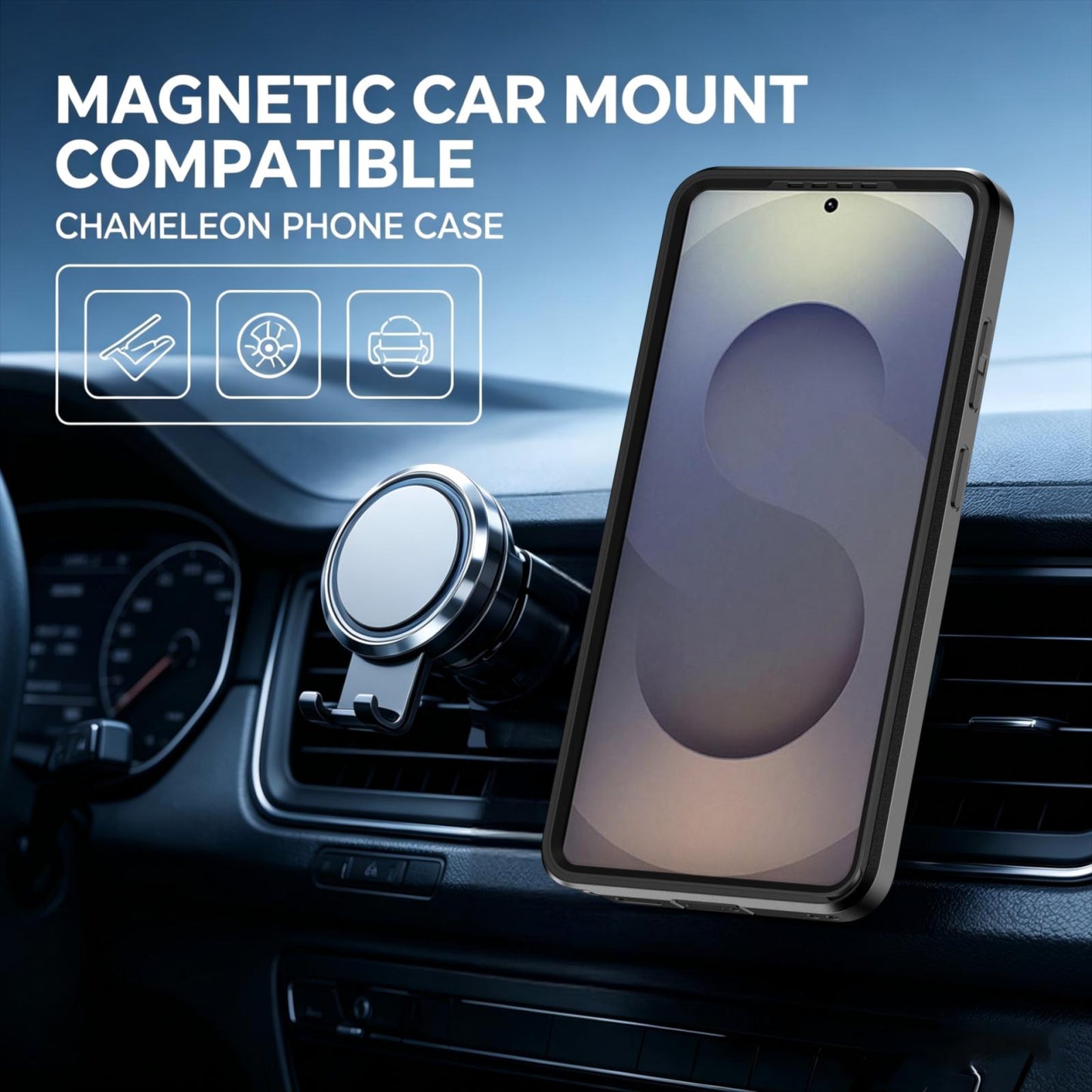 For Galaxy S26 Ultra 5G Silicone Magnetic Anti-drop Protective Phone Case(Black + Black)