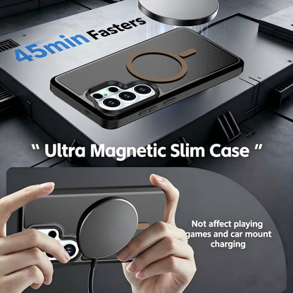 For Galaxy S26 Ultra 5G Silicone Magnetic Anti-drop Protective Phone Case(Black + Gold)