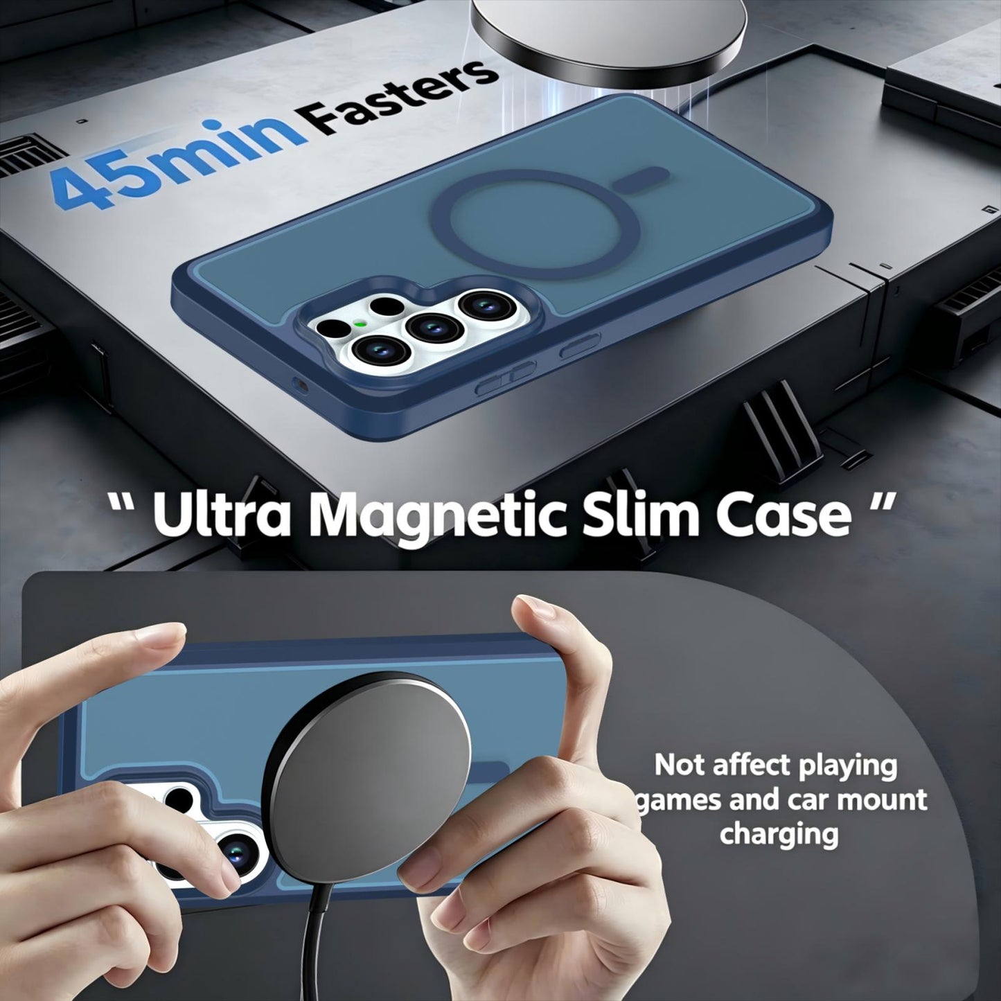 For Galaxy S26 Ultra 5G Silicone Magnetic Anti-drop Protective Phone Case(Blue)