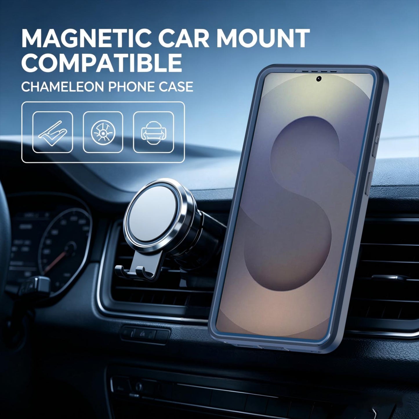 For Galaxy S26 Ultra 5G Silicone Magnetic Anti-drop Protective Phone Case(Blue)