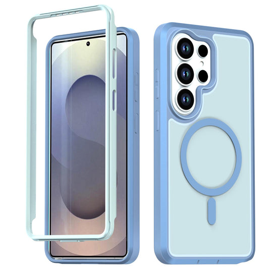 For Galaxy S26 Ultra 5G Silicone Magnetic Anti-drop Protective Phone Case(Light Blue)