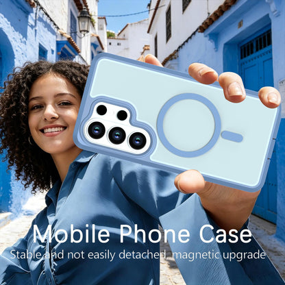 For Galaxy S26 Ultra 5G Silicone Magnetic Anti-drop Protective Phone Case(Light Blue)