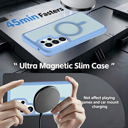 For Galaxy S26 Ultra 5G Silicone Magnetic Anti-drop Protective Phone Case(Light Blue)