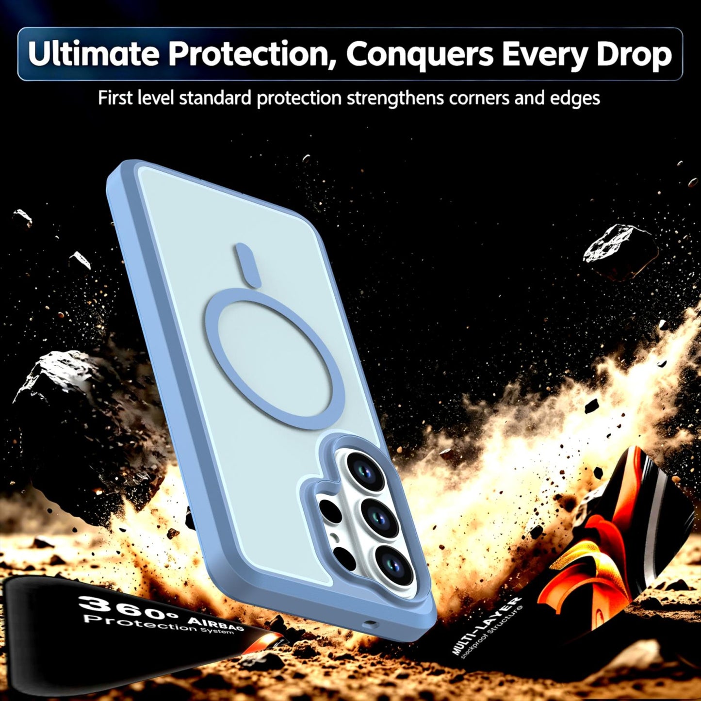 For Galaxy S26 Ultra 5G Silicone Magnetic Anti-drop Protective Phone Case(Light Blue)