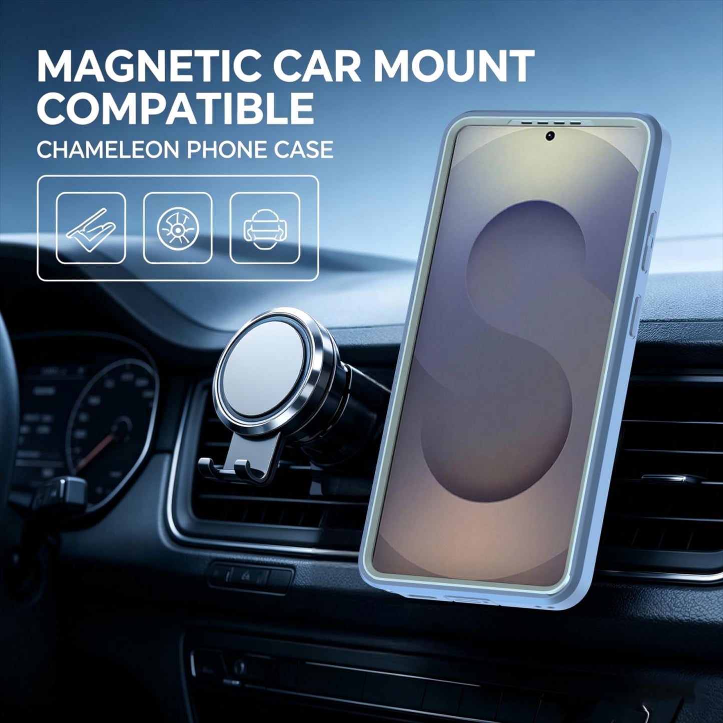 For Galaxy S26 Ultra 5G Silicone Magnetic Anti-drop Protective Phone Case(Light Blue)