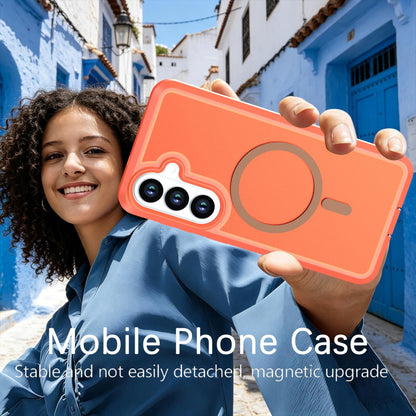 For Galaxy S26 5G Silicone Magnetic Anti-drop Protective Phone Case(Orange)