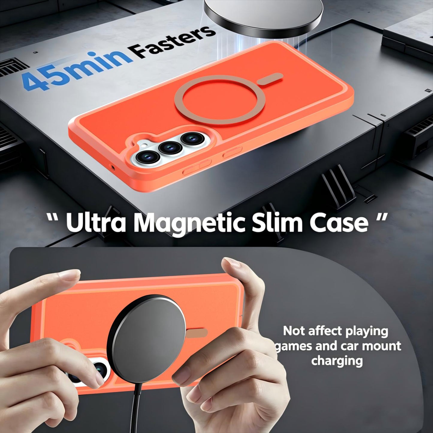 For Galaxy S26 5G Silicone Magnetic Anti-drop Protective Phone Case(Orange)