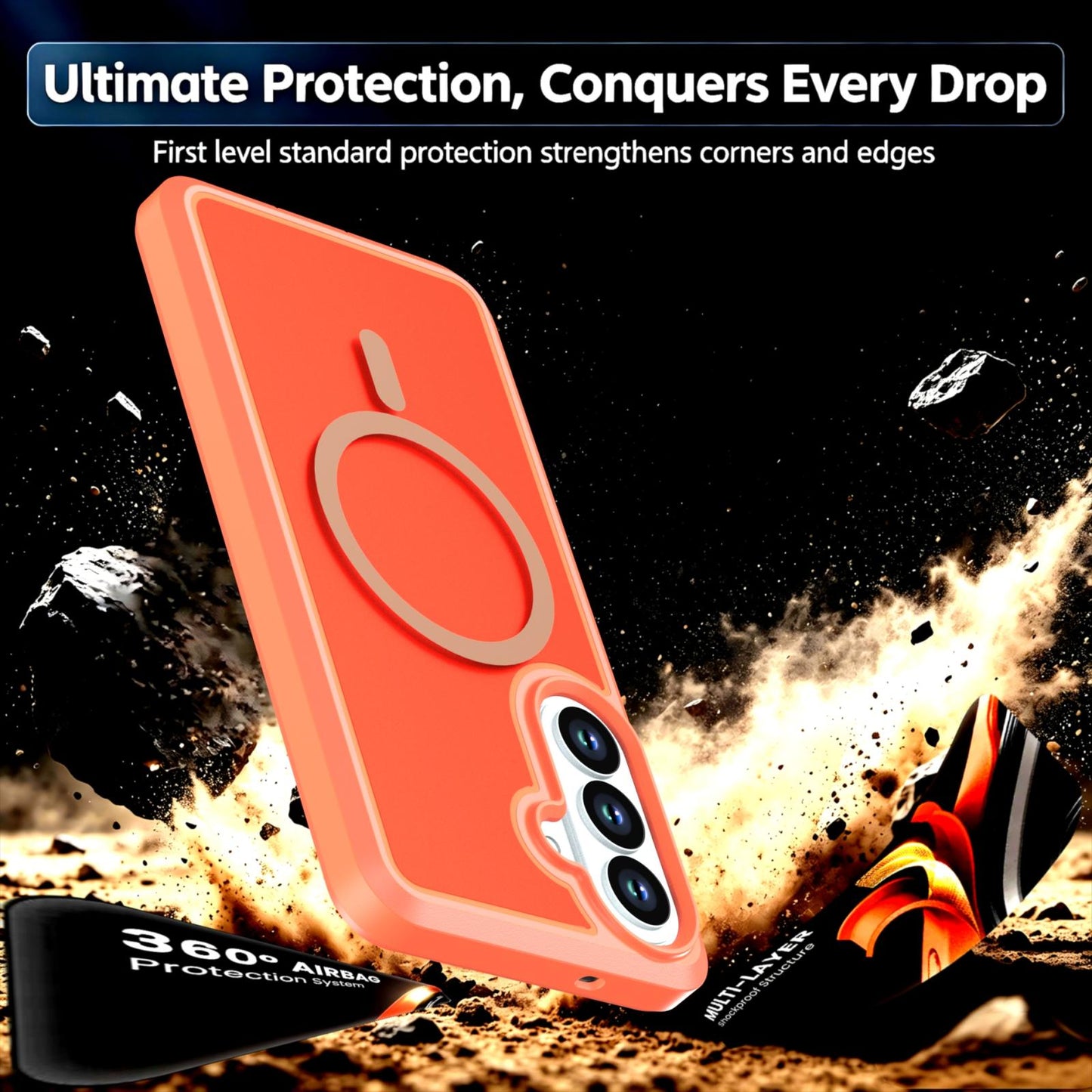 For Galaxy S26 5G Silicone Magnetic Anti-drop Protective Phone Case(Orange)