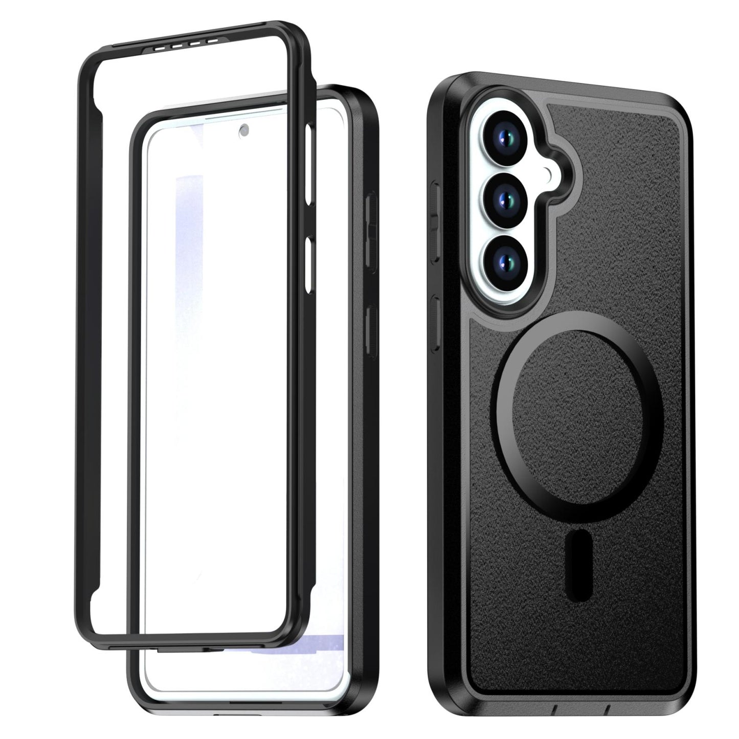 For Galaxy S26 5G Silicone Magnetic Anti-drop Protective Phone Case(Black + Black)