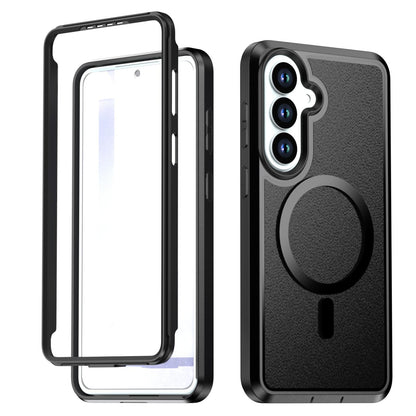 For Galaxy S26 5G Silicone Magnetic Anti-drop Protective Phone Case(Black + Black)