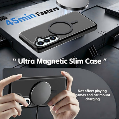 For Galaxy S26 5G Silicone Magnetic Anti-drop Protective Phone Case(Black + Black)