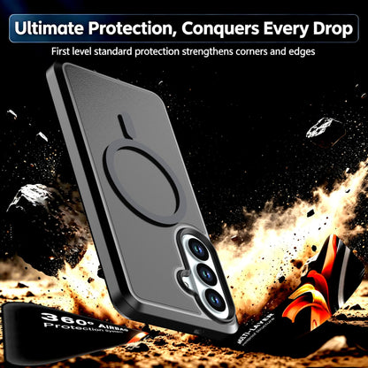 For Galaxy S26 5G Silicone Magnetic Anti-drop Protective Phone Case(Black + Black)