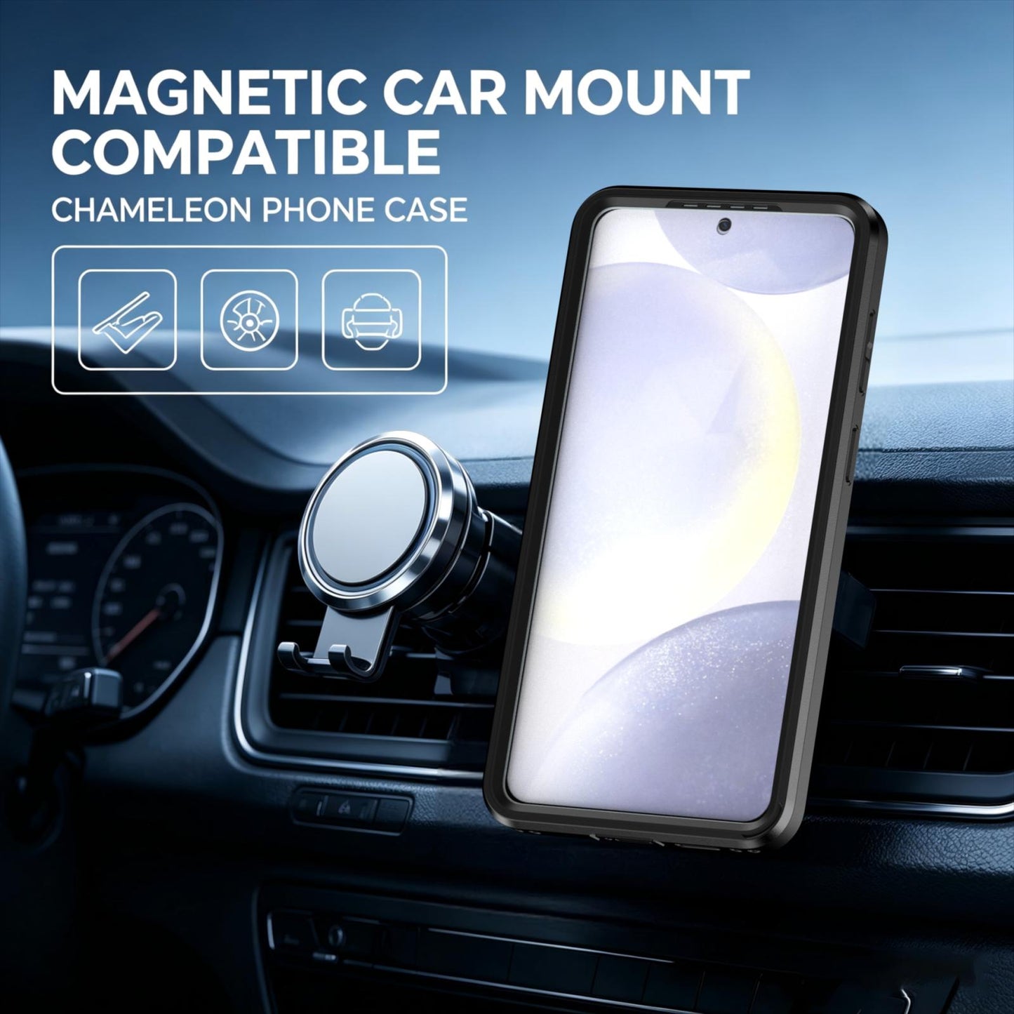 For Galaxy S26 5G Silicone Magnetic Anti-drop Protective Phone Case(Black + Black)