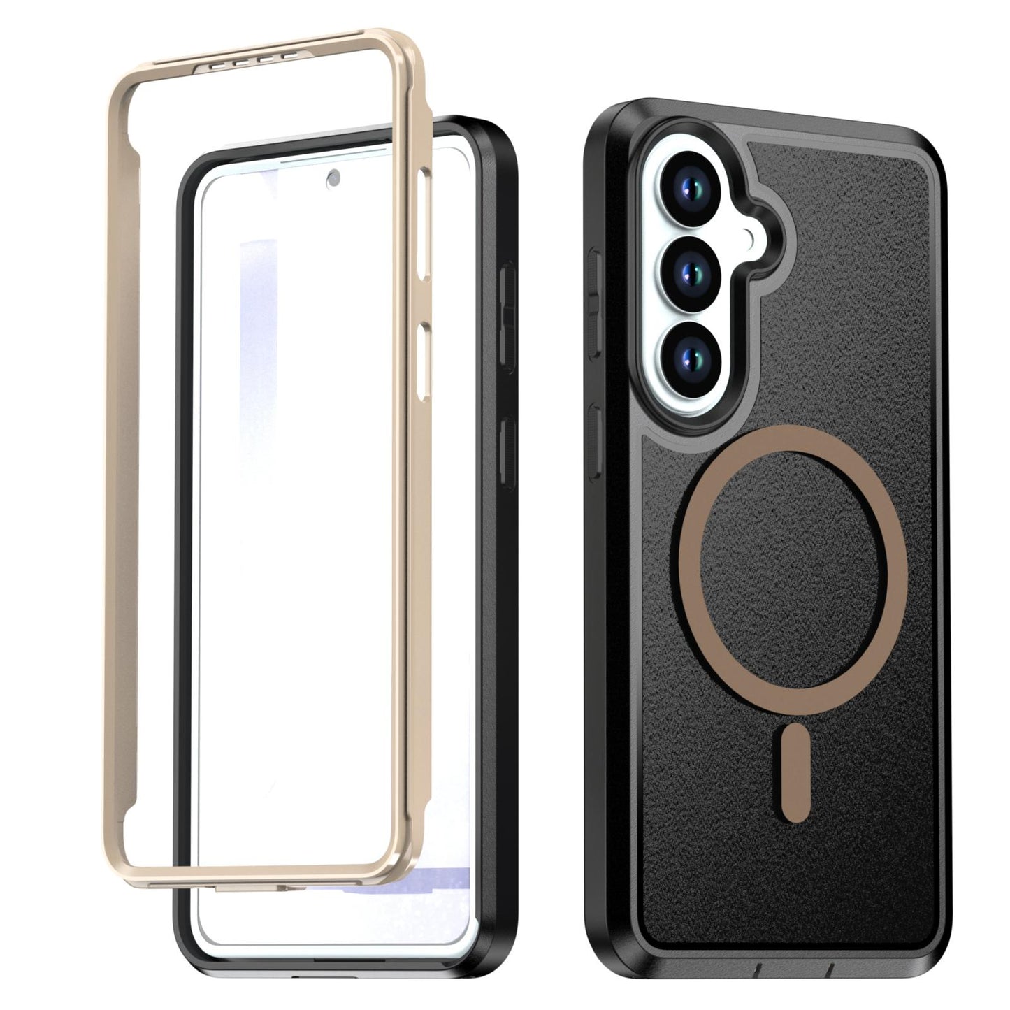For Galaxy S26 5G Silicone Magnetic Anti-drop Protective Phone Case(Black + Gold)
