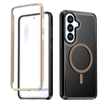 For Galaxy S26 5G Silicone Magnetic Anti-drop Protective Phone Case(Black + Gold)