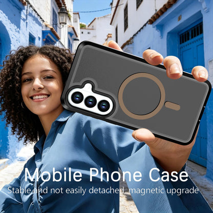 For Galaxy S26 5G Silicone Magnetic Anti-drop Protective Phone Case(Black + Gold)