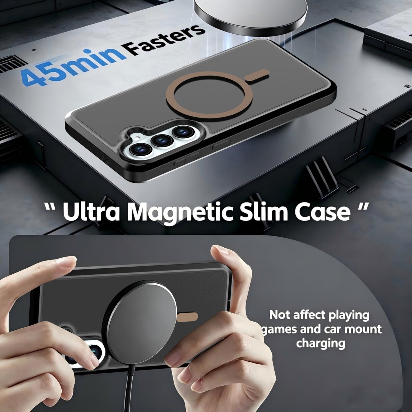 For Galaxy S26 5G Silicone Magnetic Anti-drop Protective Phone Case(Black + Gold)
