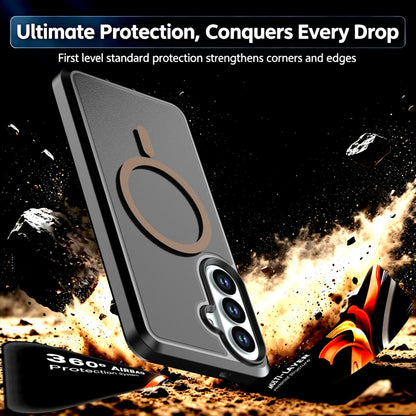 For Galaxy S26 5G Silicone Magnetic Anti-drop Protective Phone Case(Black + Gold)